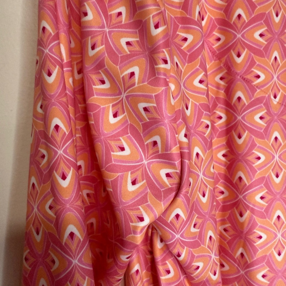Cabana Life Pink Patterned Tunic Dress/swim coverup  with Solid Trim size large - Picture 9 of 14
